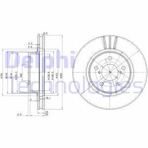 Тормозной диск передний вентилируемый Delphi BG2767