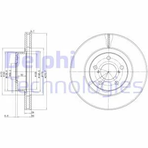Тормозной диск передний вентилируемый Delphi BG2827C