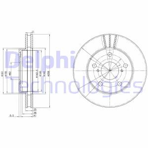 Тормозной диск передний вентилируемый Delphi BG3355