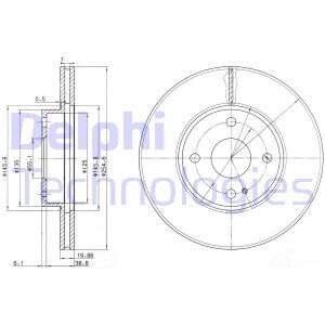 Тормозной диск передний вентилируемый Delphi BG3393