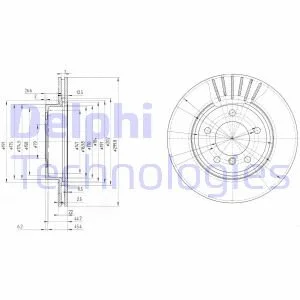 Тормозной диск передний вентилируемый Delphi BG3527C