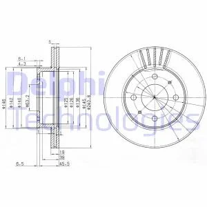 Тормозной диск передний вентилируемый Delphi BG3749