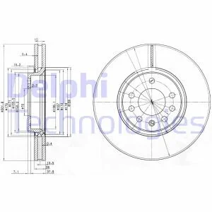 Тормозной диск передний вентилируемый Delphi BG3772C