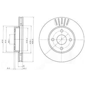 Тормозной диск передний вентилируемый Delphi BG3781