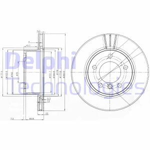Тормозной диск передний вентилируемый Delphi BG3899C