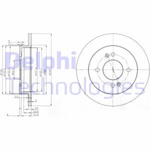 Тормозной диск задний невентилируемый Delphi BG3981C