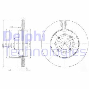 Тормозной диск передний вентилируемый Delphi BG4148C