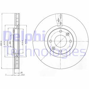 Тормозной диск передний вентилируемый Delphi BG4166