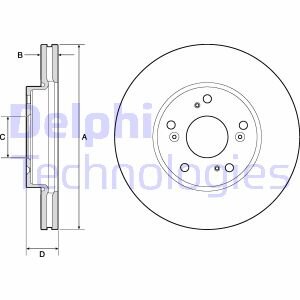 Тормозной диск передний вентилируемый Delphi BG4741C