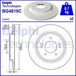 Тормозной диск задний невентилируемый Delphi BG4819C