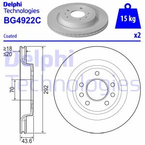 Тормозной диск задний вентилируемый Delphi BG4922C