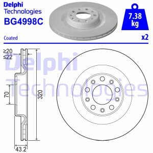 Тормозной диск Delphi BG4998C