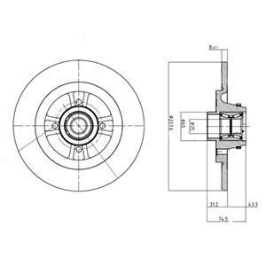 Гальмівний диск з підшипником Delphi BG9025RS