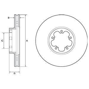 Диск гальмівний (передній) Ford Transit V363 13- (308х31) (з покриттям) (вентильований) Delphi BG9142C