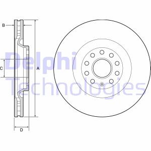 Тормозной диск передний вентилируемый Delphi BG9202C