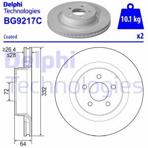 Тормозной диск передний вентилируемый Delphi BG9217C