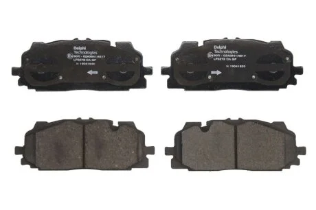 Комплект гальмівних колодок передн, AUDI A4 ALLROAD B9, A4 B9, A5, A6 ALLROAD C8, A6 C8, A7, A8 D5, E-TRON, Q3, Q5, Q7, Q8, Q8 E-TRON BENTLEY BENTAYGA SKODA SUPERB III 1.4-Electric 01.15- Delphi LP3272