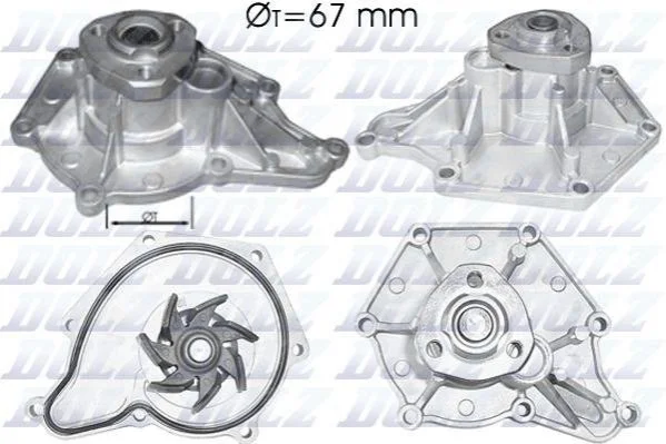 Насос водяний на AUDI A4 A6 A8 Q7 / VW Phaeton (3D2) DOLZ A213 (фото 1)