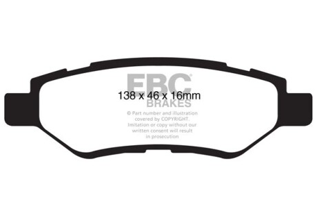 Тормозные колодки дисковые, комплект EBC DP1829