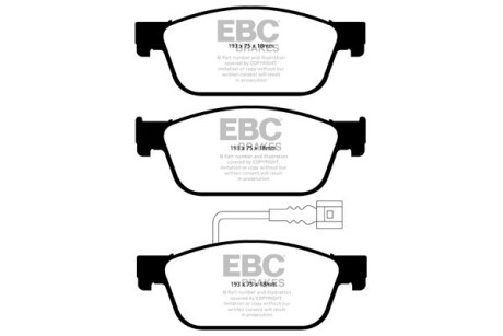 Тормозные колодки дисковые, комплект EBC DP22096