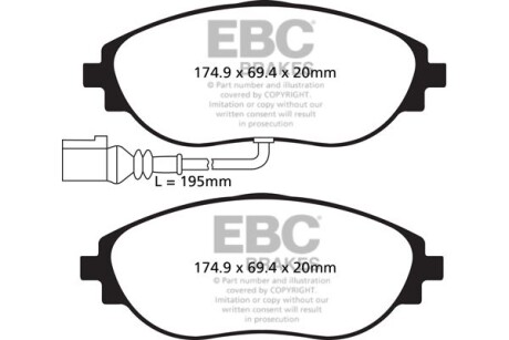 Тормозные колодки дисковые, комплект EBC DP32127C