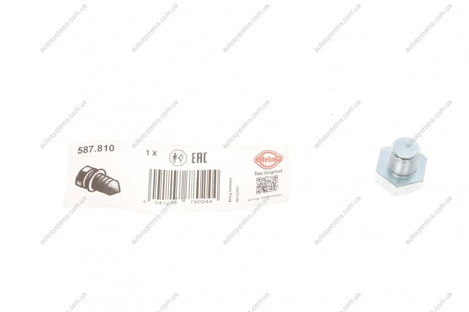 Болт зливу оливи Opel Combo 1.7 CDTI01- (M14x1.5) ELRING 587.810 (фото 1)