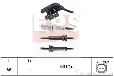 Датчик ABS (задній) Citroen C4/Peugeot 307 1.4-2.0/1.4HDI-2.0HDI 00-13 EPS 1.960.031