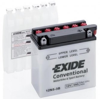 Акумуляторна батарея 5Ah/40A (120x60x130/+R/B0) (мото) (сухозаряджений) EXIDE 12N5-3B