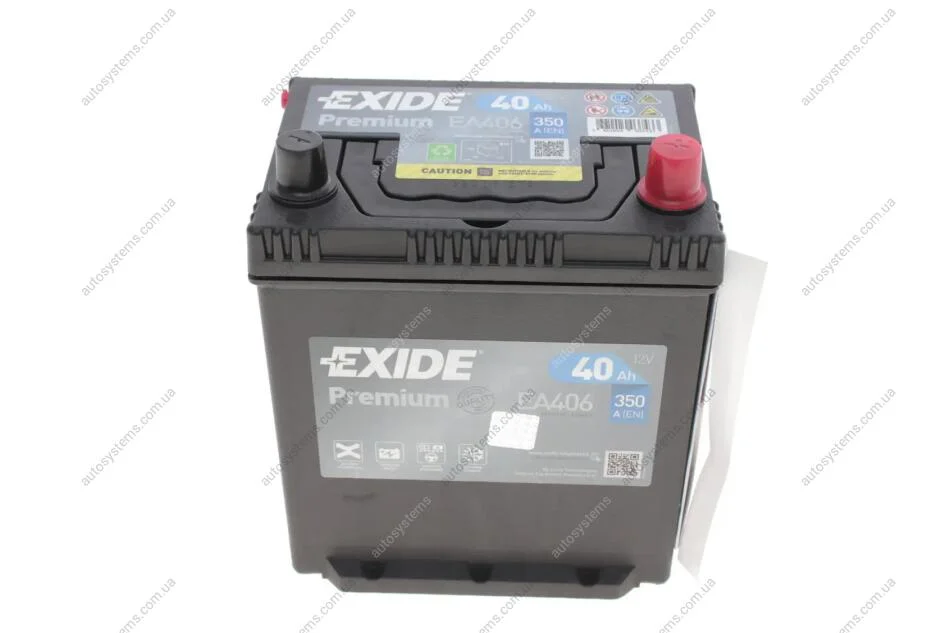 Акумуляторна батарея 40Ah/350A (187x127x220/+R/B01) Premium Азія EXIDE EA406 (фото 1)