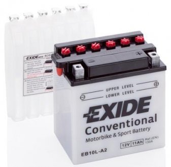 Акумуляторна батарея 11Ah/130A (134.8x90x145/+R/B0) (Conventional) (мото) (сухозаряджений) EXIDE EB10L-A2 (фото 1)