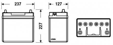 Акумуляторна батарея 45Ah/330A (235x127x226/+L/B00) Excell Азія EXIDE EB457 (фото 1)