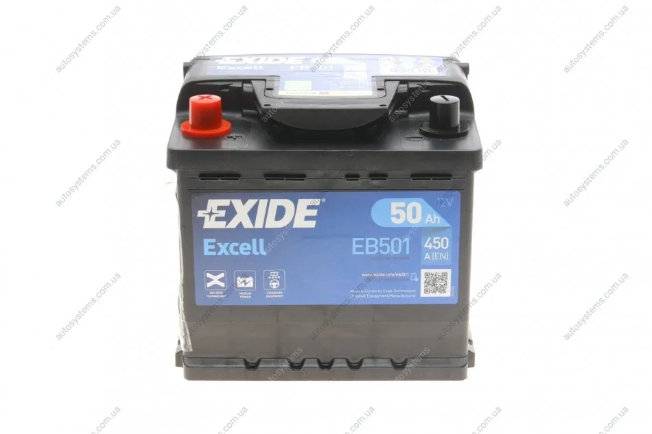 Акумуляторна батарея 50Ah/450A (207x175x190/+L/B13) Excell EXIDE EB501 (фото 1)