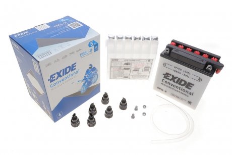 Акумуляторна батарея 5Ah/65A (120x60x130/+R/B0) (мото) (сухозаряджений) EXIDE EB5L-B (фото 1)