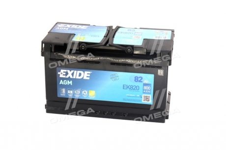 Акумуляторна батарея 82Ah/800A (315x175x190/+R/B13) (Start-Stop AGM) (аналолг EK800) EXIDE EK820