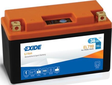 Аккумулятор Li-ion 12В 3Ач 190А(EN) L+ EXIDE ELT9B