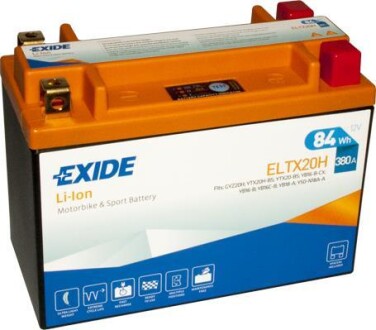 Аккумулятор Li-ion 12В 7Ач 380А(EN) L+ EXIDE ELTX20H