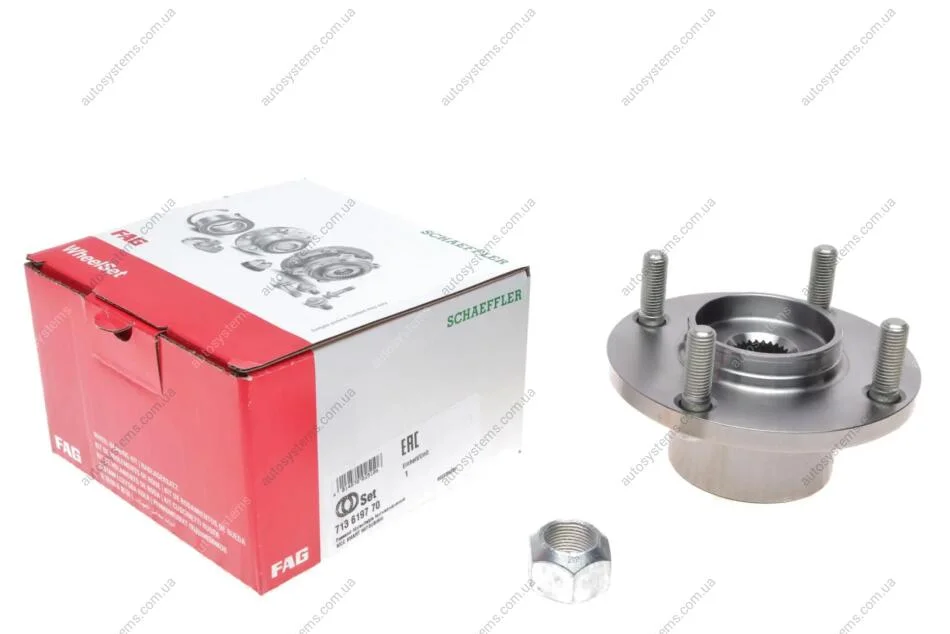Підшипник маточини (передньої) Mitsubishi Colt 04-12/Smart Forfour 02-06 (+ABS) FAG 713 6197 70 (фото 1)