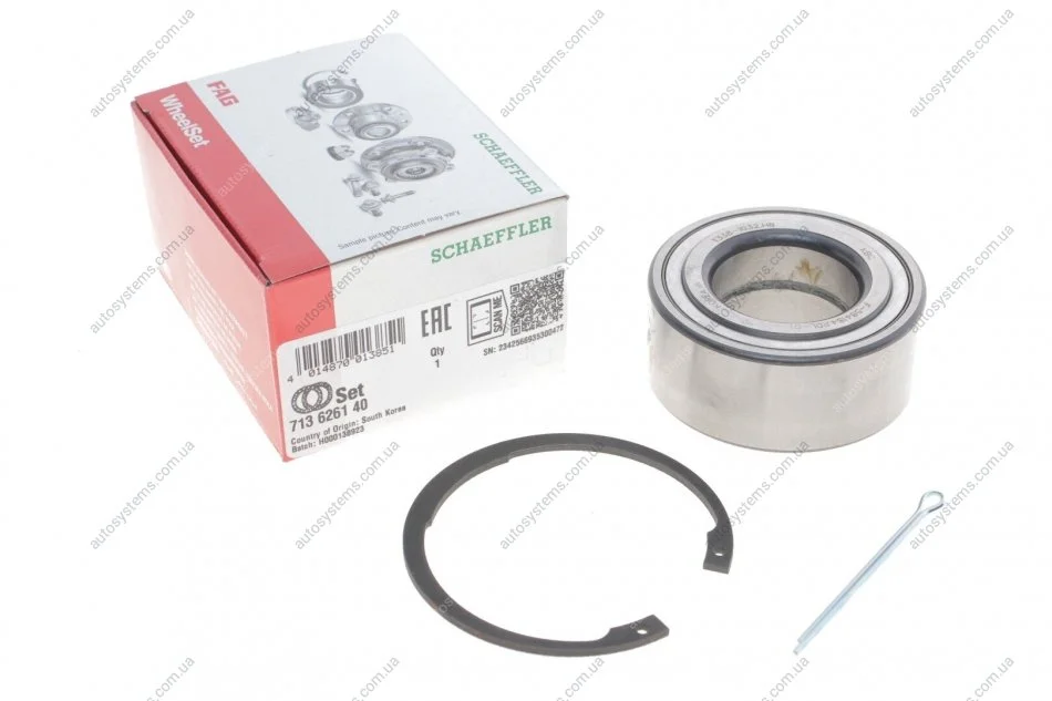 Підшипник маточини (передньої) Hyundai Elantra 01-06 FAG 713 6261 40 (фото 1)