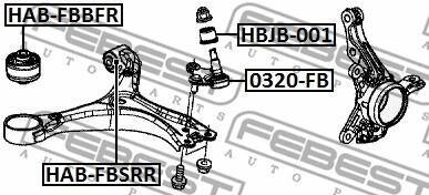 Сайлентблок переднего рычага передний FEBEST HAB-FBBFR
