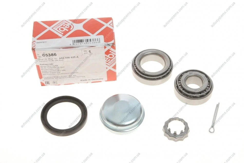 Підшипник маточини (задньої) Audi 80/100/A4/A6 (к-кт) FEBI BILSTEIN 05386 (фото 1)