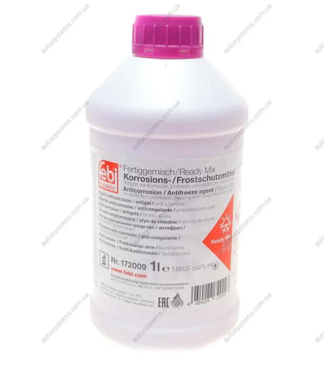 Антифриз готов к использованию G12+, -35°C, 1л. фиолетовый FEBI BILSTEIN 172009 (фото 1)
