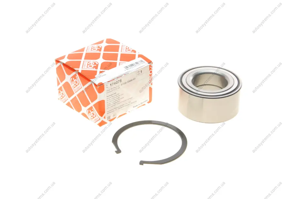 Підшипник маточини (передньої) Hyundai Santa Fe 00-/Tucson 04-10/Kia Sportage 04- FEBI BILSTEIN 174078 (фото 1)