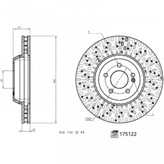 Диск гальмівний (передній) MB S-class (W222/V222/X222) 13- (342x32) FEBI BILSTEIN 175122