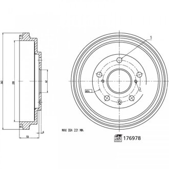 Тормозной барабан FEBI BILSTEIN 176978