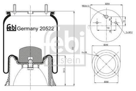 Кожух пневматической рессоры FEBI BILSTEIN 20522