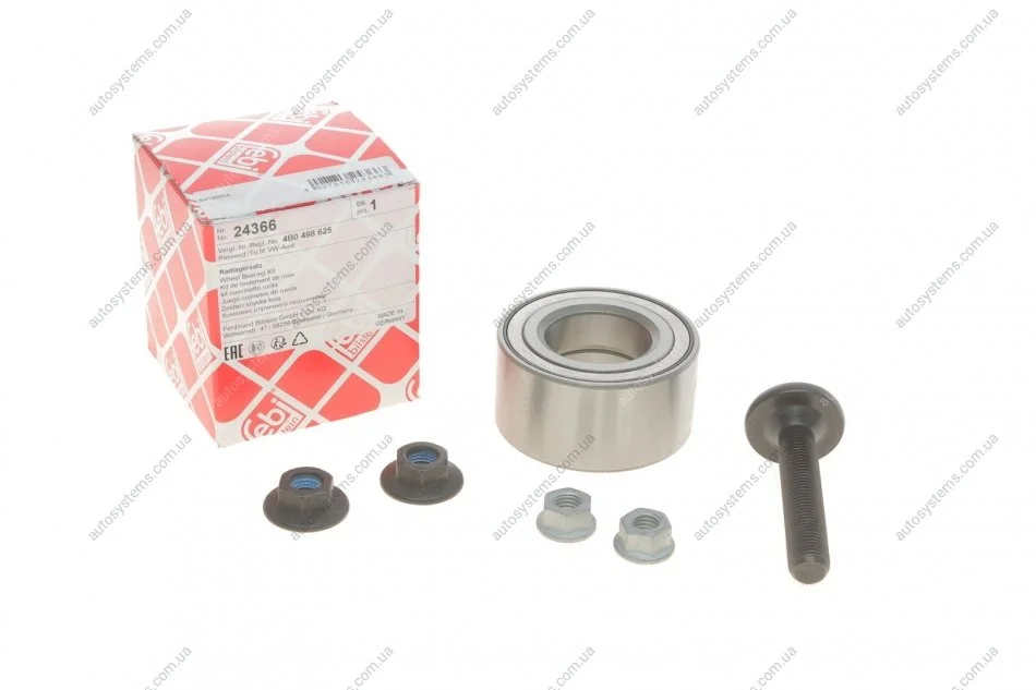 Підшипник маточини (передньої) Audi 80/90 88-96 (39x75x37) (к-кт з болтами) FEBI BILSTEIN 24366 (фото 1)