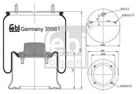 Кожух пневматической рессоры FEBI BILSTEIN 39861