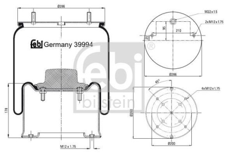 Кожух пневматической рессоры FEBI BILSTEIN 39994