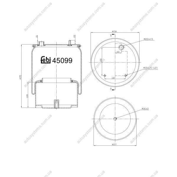 Кожух пневматической рессоры FEBI BILSTEIN 45099 (фото 1)