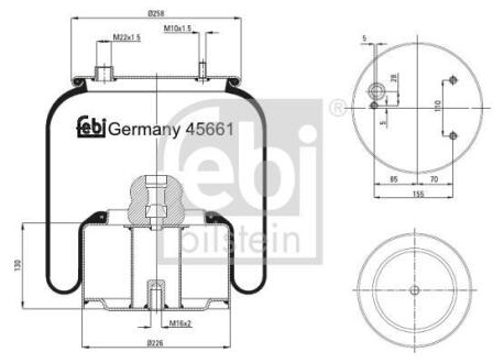 Кожух пневматической рессоры FEBI BILSTEIN 45661